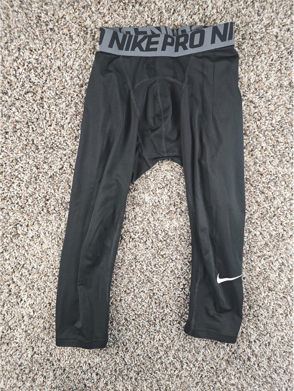 Nike Pro Boys Sz S Compression Athletic Pants Black White Tights